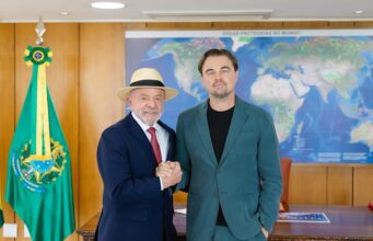 Lula e Janja recebem o ator e ativista ambiental Leonardo DiCaprio no Palácio do Planalto